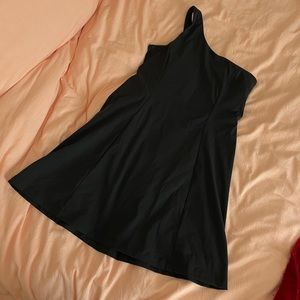 Outdoor Voices Black One-Shoulder Mini Dress